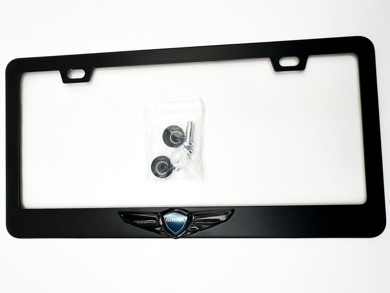Black Genesis Wing License Plate Frame Stainless Steel
