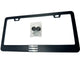 OEM SPEC Model 3-Line Black License Plate Frame w/ Chrome Emblem