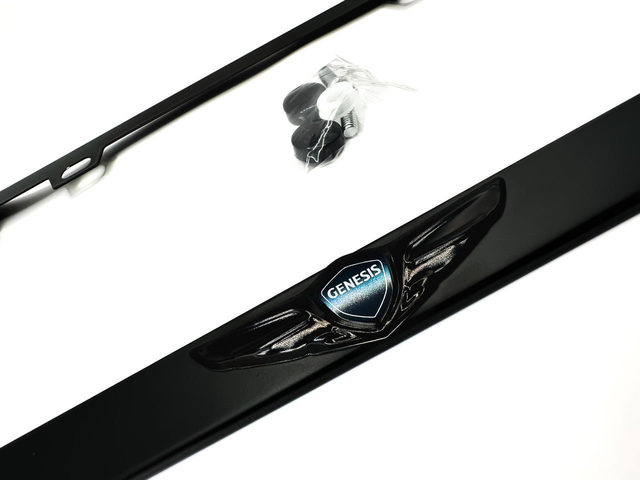 Black Genesis Wing License Plate Frame Stainless Steel