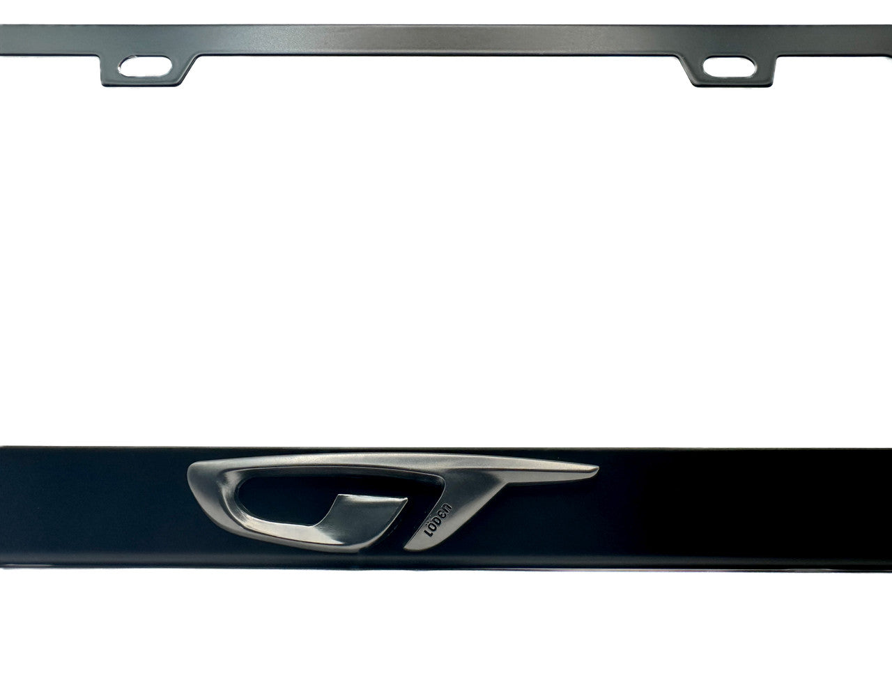 OPEL GT Satin Black License Plate Frame with Gunmetal Logo