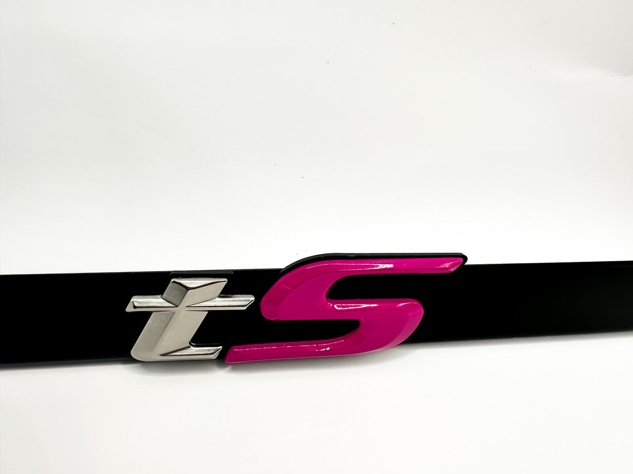 Satin Black Subaru tS License Plate Frame with Pink / Silver Logo