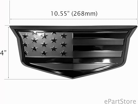 American Black Flag Aluminum Overlay Grill Front Emblem