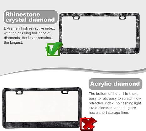 2 Pack Bling License Plate Frames Car Accessories