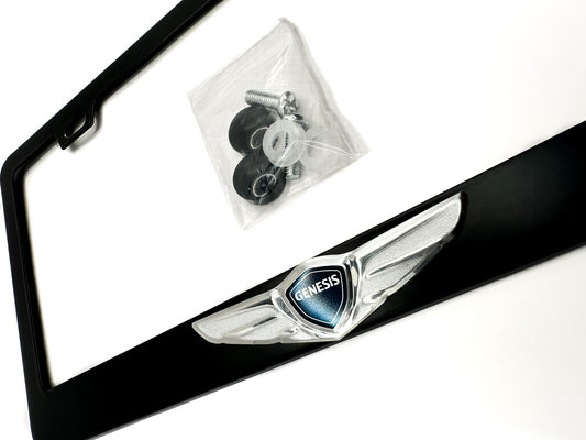 Black Genesis Wing License Plate Frame Stainless Steel (Type 2)