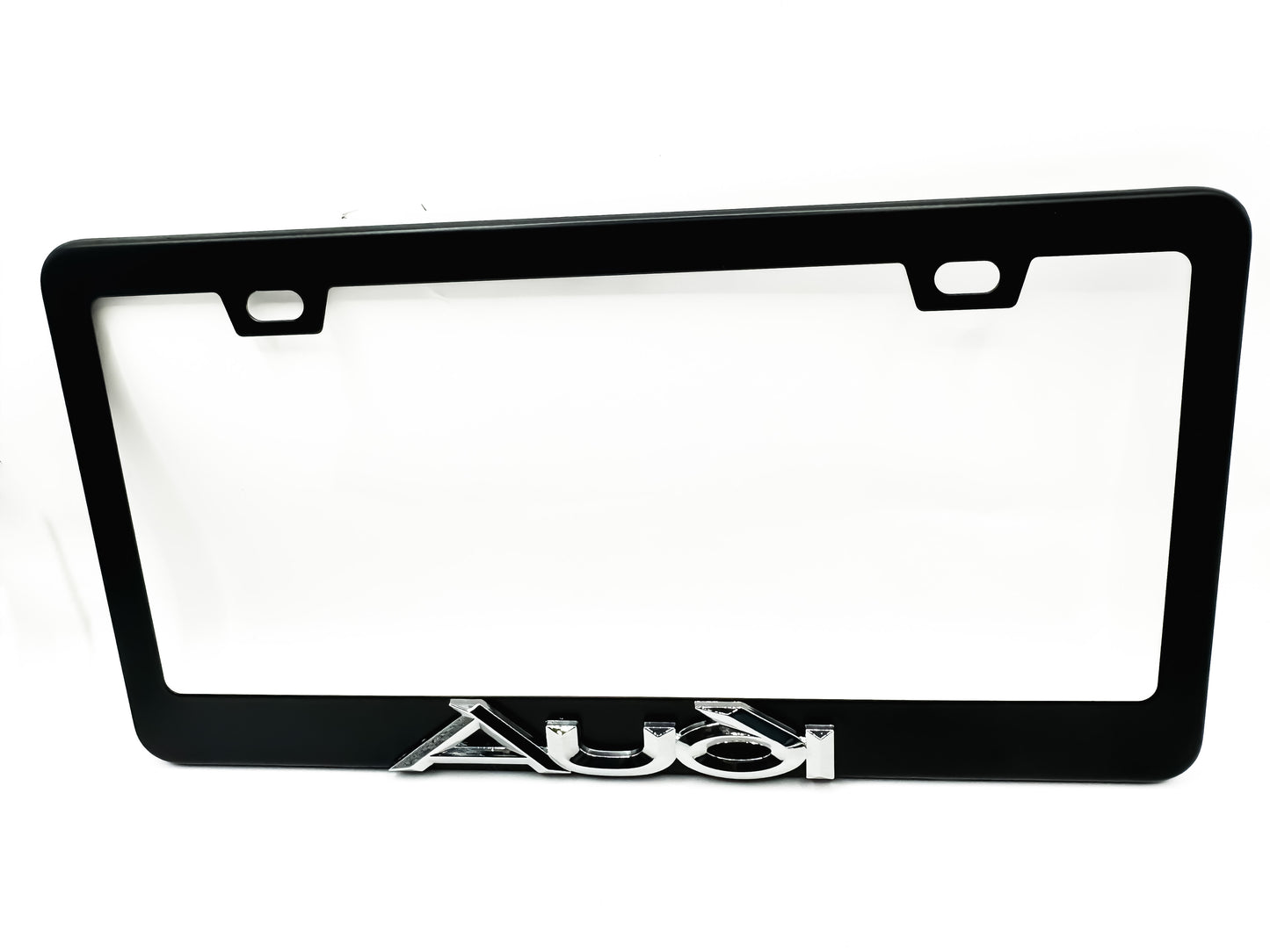 AUDI BLACK License Plate Frame Stainless Steel with Chrome Logo