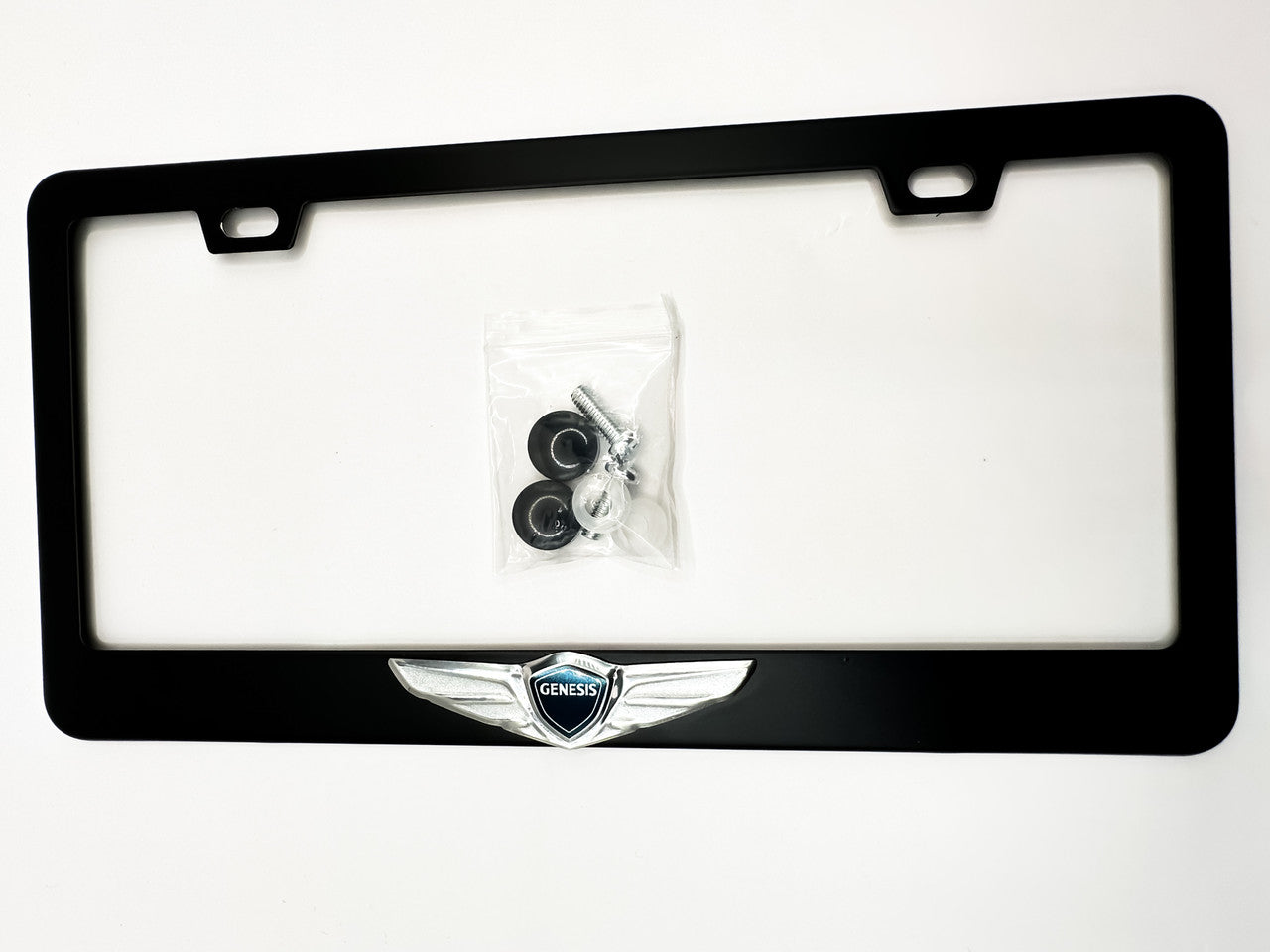Black Genesis Wing License Plate Frame Stainless Steel (Type 2)