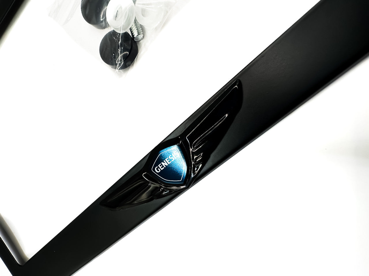 Black Genesis Wing License Plate Frame Stainless Steel