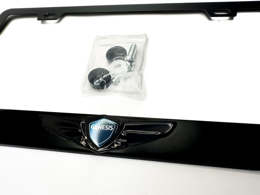 Black Genesis Wing License Plate Frame Stainless Steel
