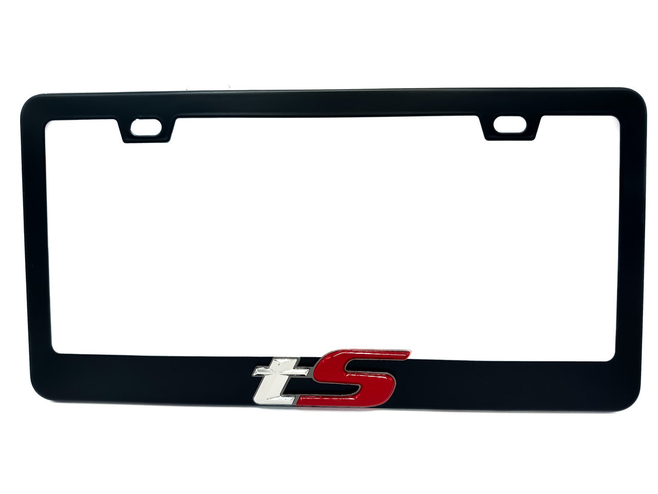 Satin Black Subaru tS License Plate Frame with Red /Chrome Logo