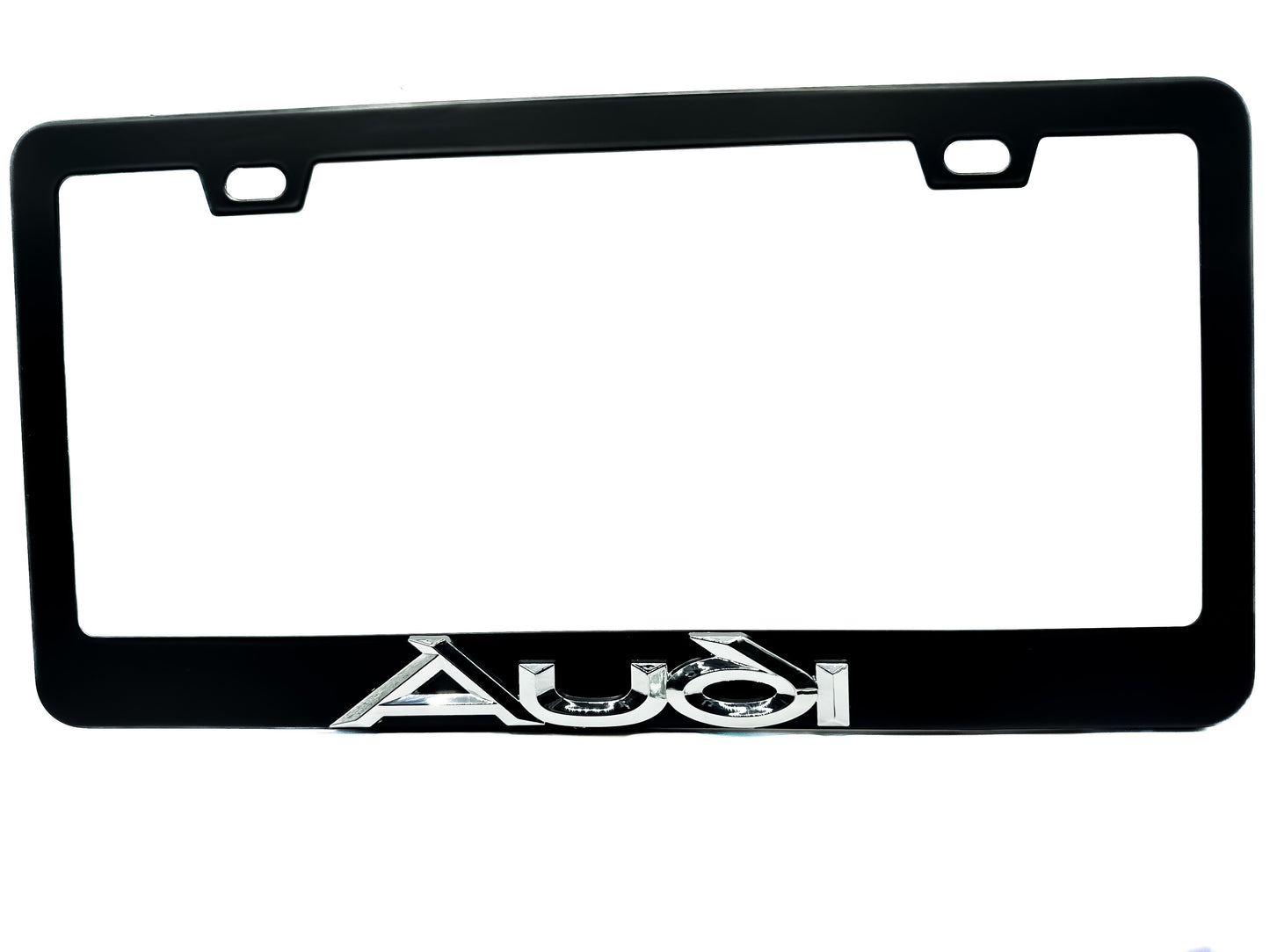 AUDI BLACK License Plate Frame Stainless Steel with Chrome Logo