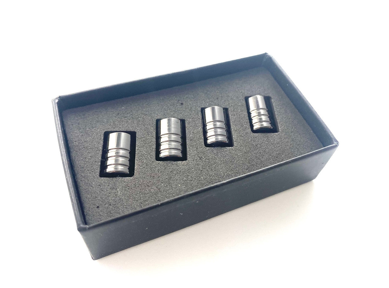 Black Chrome~ Metal Valve Stem Cap Set 4pc for Tesla Models