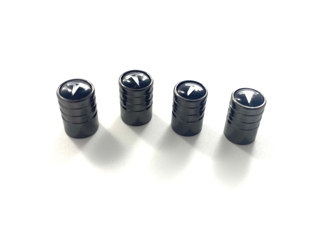 Black Chrome~ Metal Valve Stem Cap Set 4pc for Tesla Models