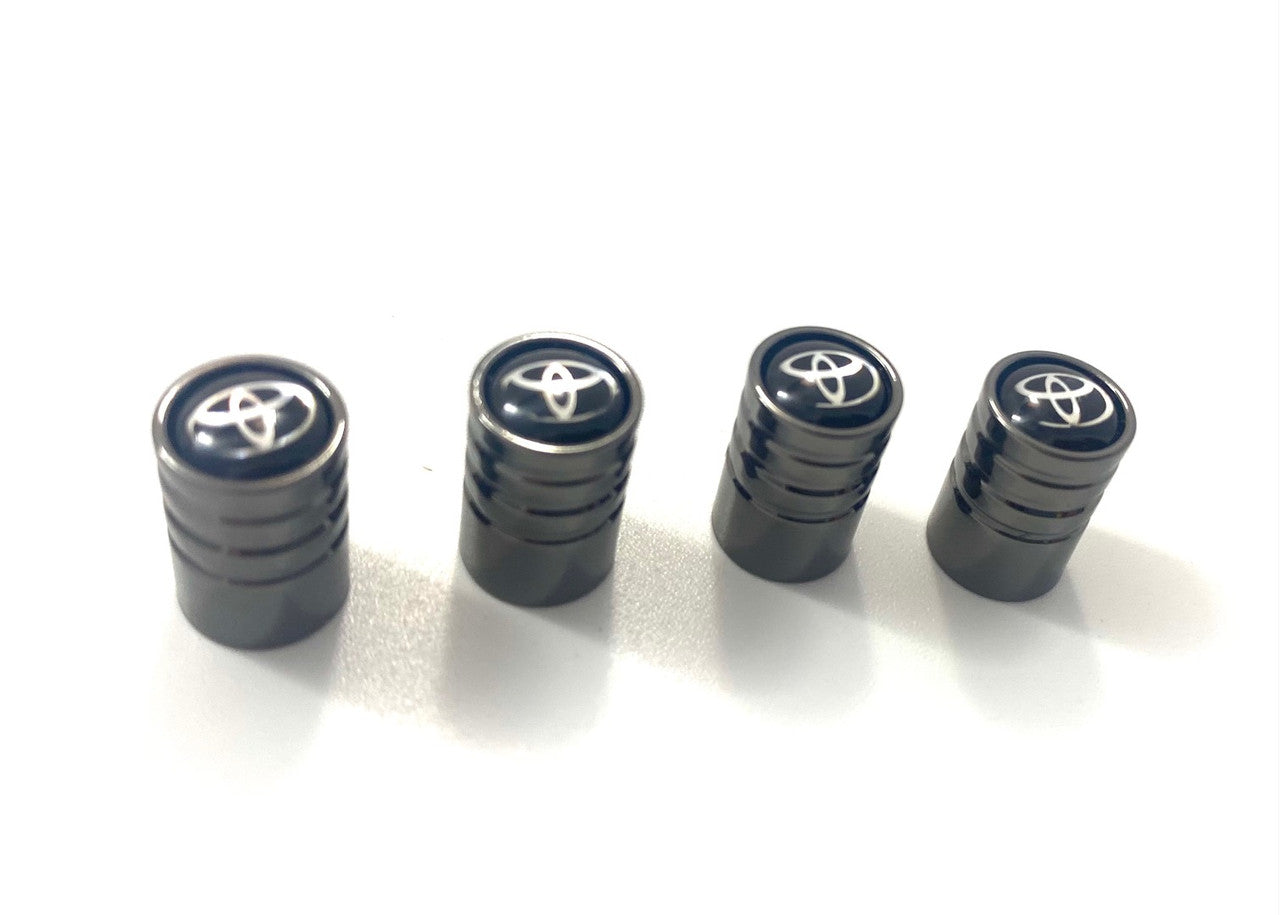 Black Chrome~ T-Logo Valve Caps 4pc Set for Toyota Models