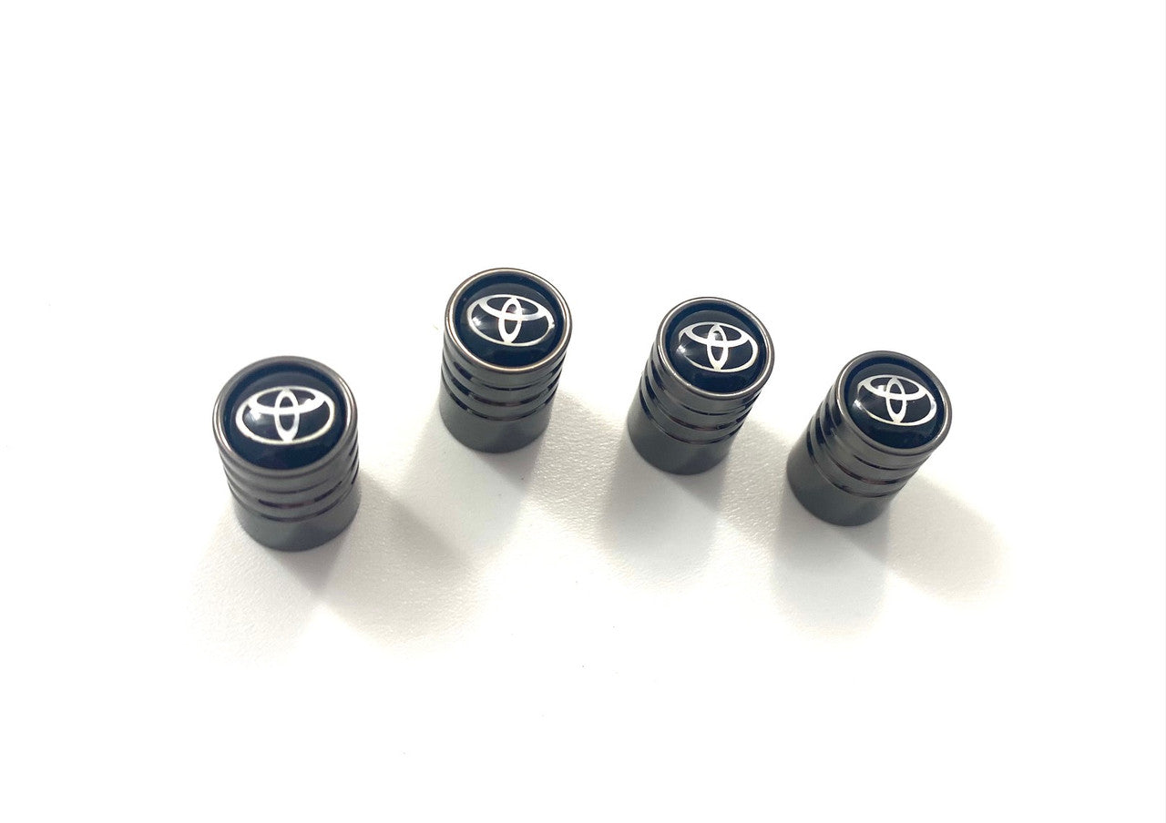 Black Chrome~ T-Logo Valve Caps 4pc Set for Toyota Models