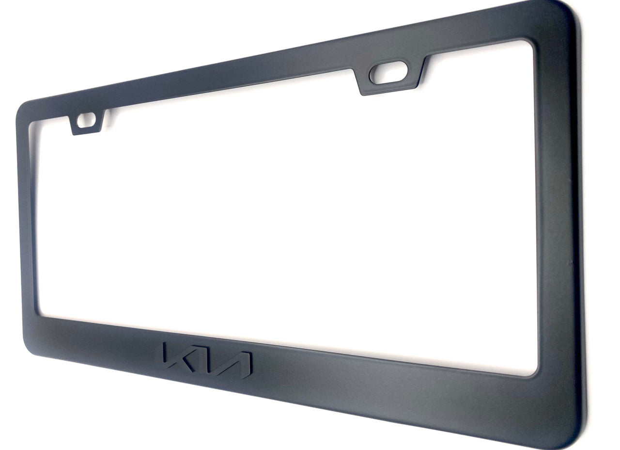 Satin Matte Black K I A License Plate Frame Stainless Steel
