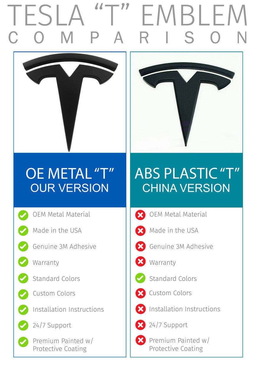 2016-2020 Model S "T" Badge Emblem Replacements (Custom Colors)