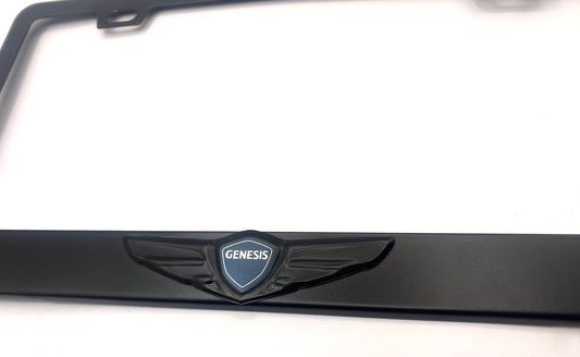Satin Matte Black Genesis License Plate Frame Stainless Steel (Type 4)