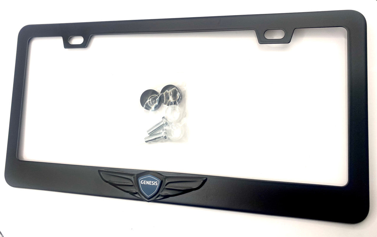 Satin Matte Black Genesis License Plate Frame Stainless Steel (Type 4)
