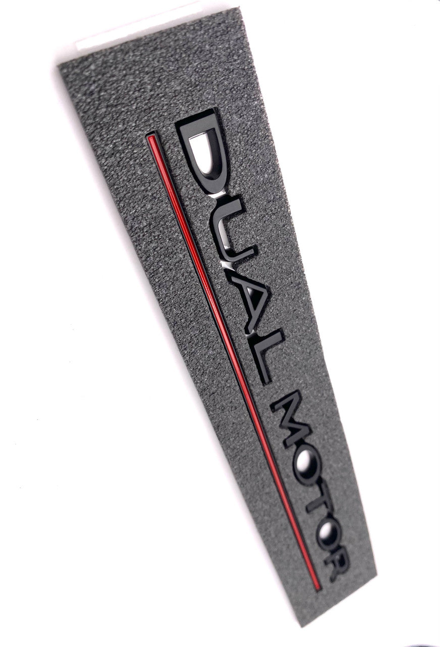 OEM SPEC Dual Motor Emblem (Black + Red Underline)