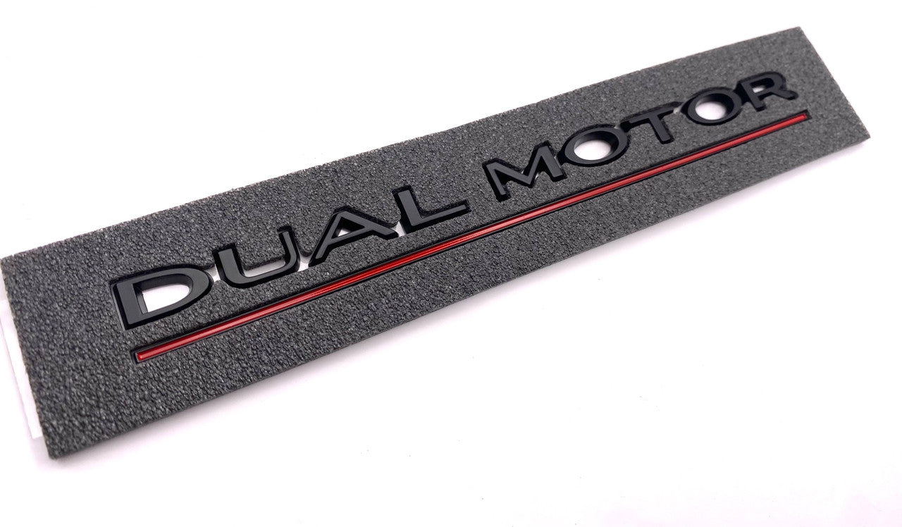 OEM SPEC Dual Motor Emblem (Black + Red Underline)