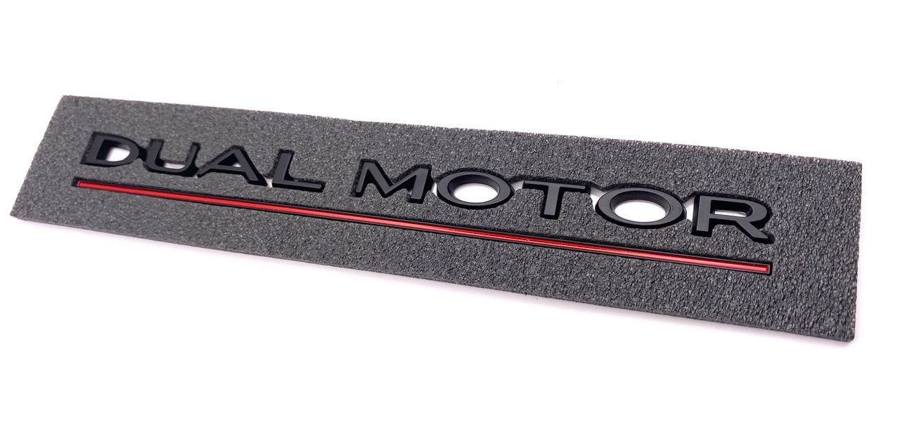 OEM SPEC Dual Motor Emblem (Black + Red Underline)