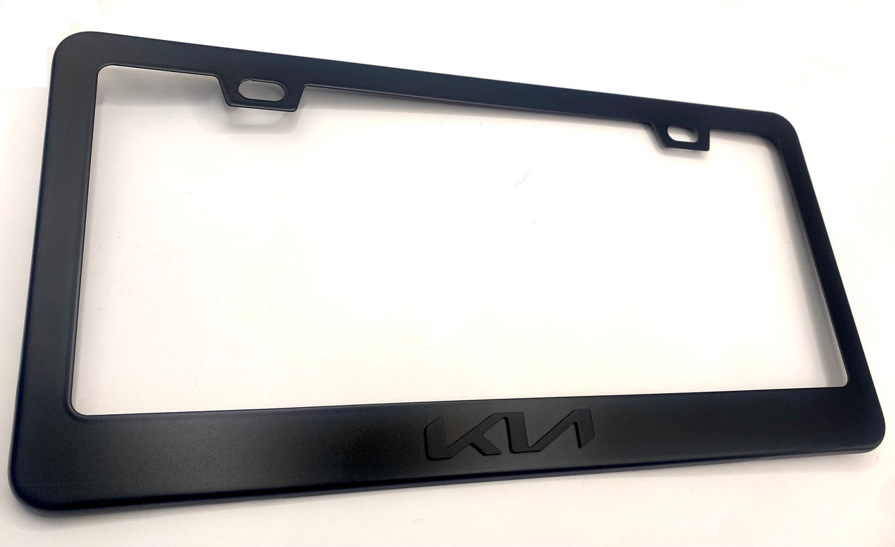 Satin Matte Black K I A License Plate Frame Stainless Steel