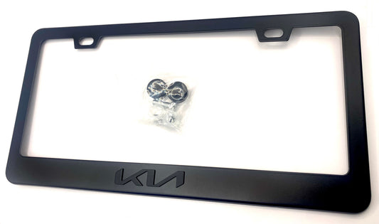 Satin Matte Black K I A License Plate Frame Stainless Steel