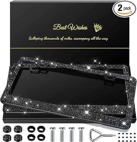 2 Pack Bling License Plate Frames  Car Accessories